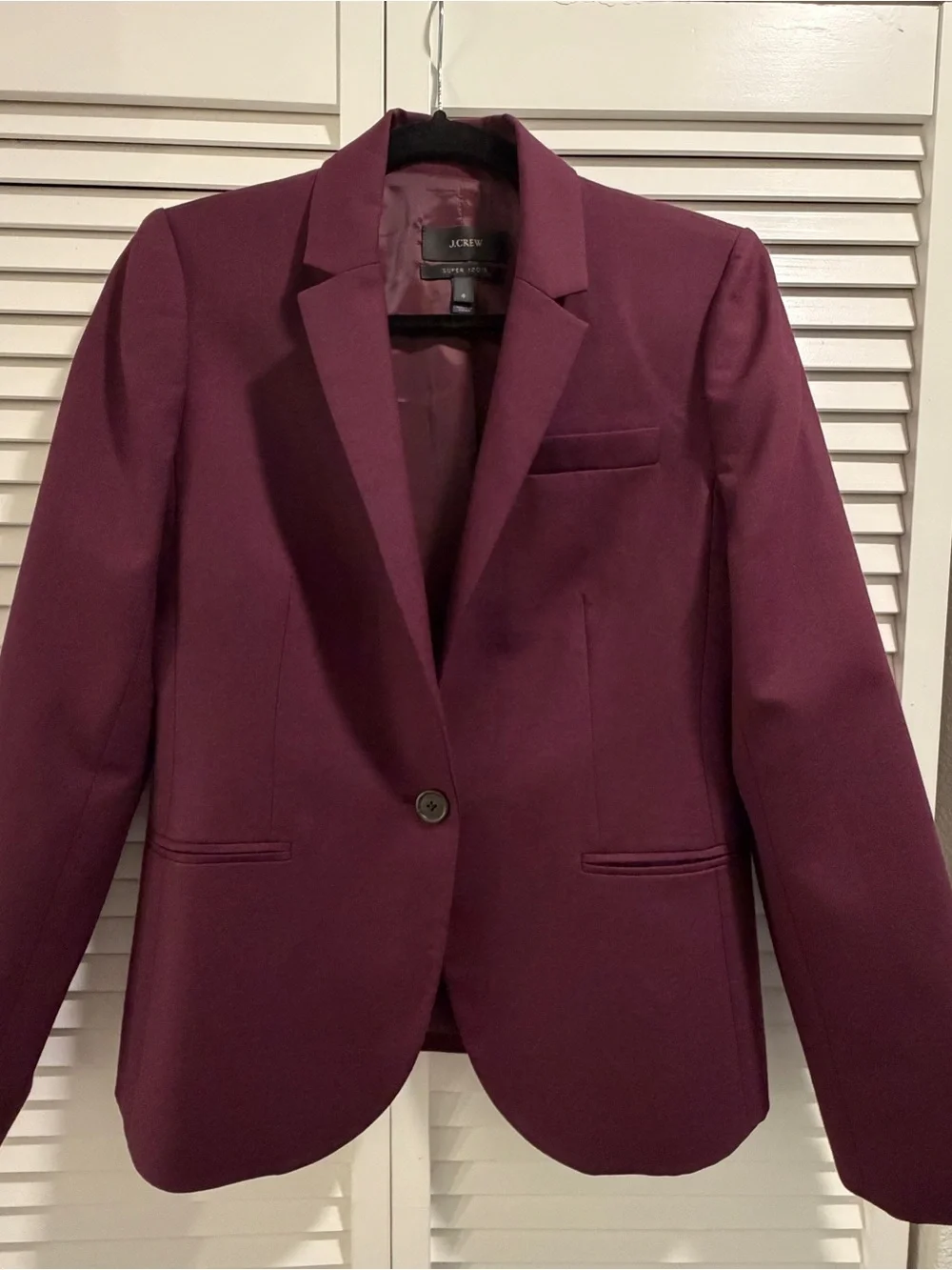 J. Crew Women's Super 120s Burgundy Single-Button Blazer